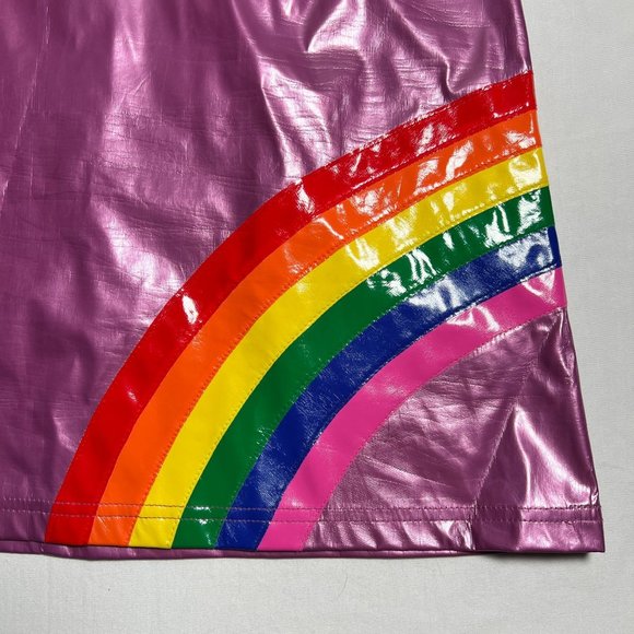 dELiA's by Dolls Kill Rainbow Magic Mini Skirt PVC Purple Polyurethane Pride XL - Picture 14 of 16